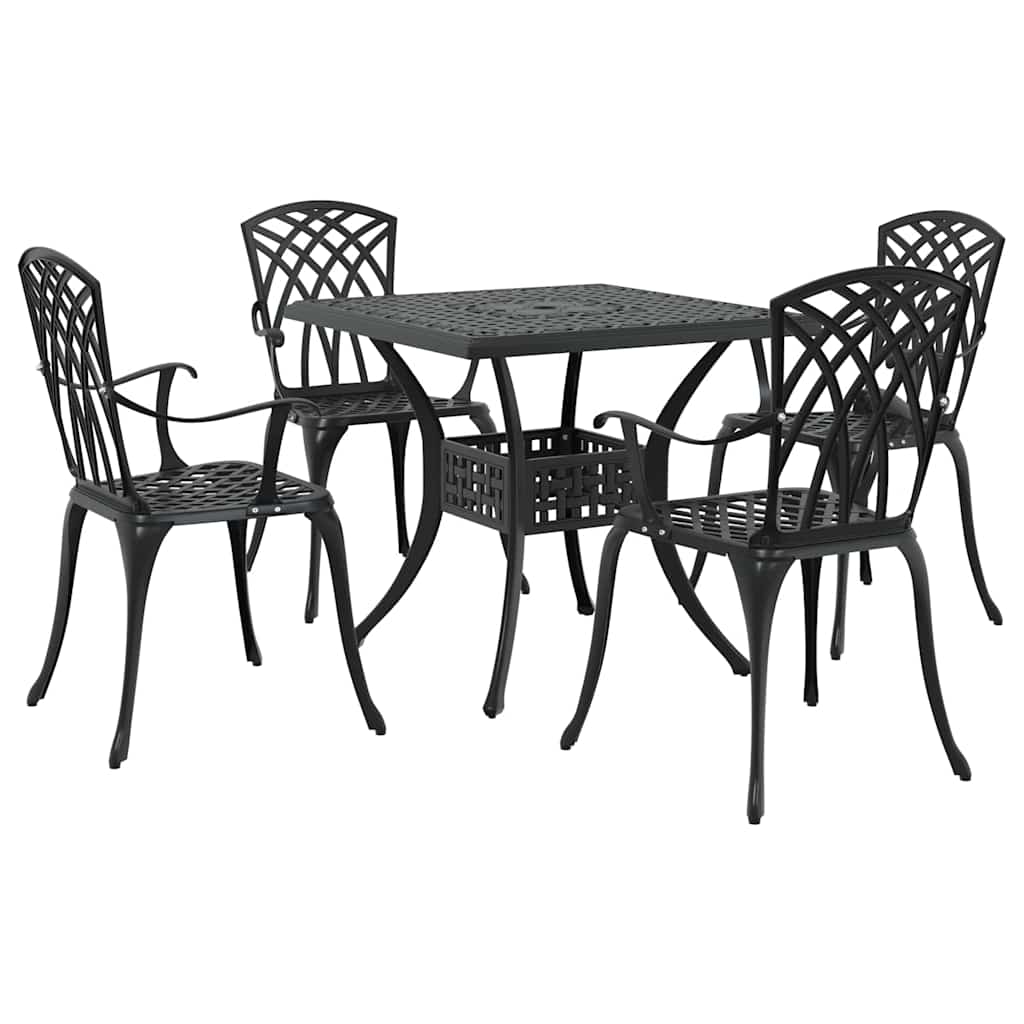 vidaXL Σερβίτσιο τραπεζιού κήπου 5 pcs Μαύρο Χυτό αλουμίνιο