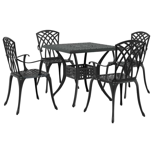 vidaXL Σερβίτσιο τραπεζιού κήπου 5 pcs Μαύρο Χυτό αλουμίνιο