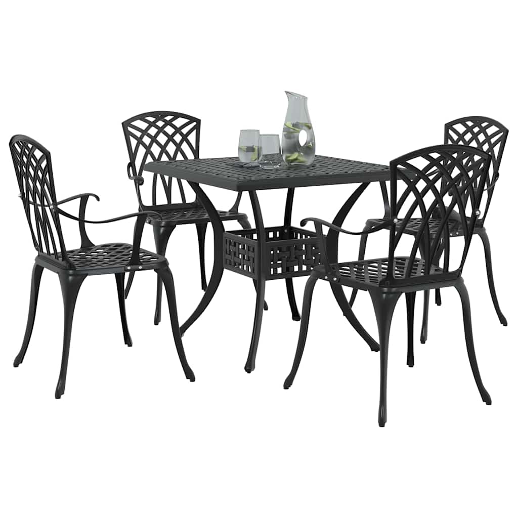 vidaXL Σερβίτσιο τραπεζιού κήπου 5 pcs Μαύρο Χυτό αλουμίνιο