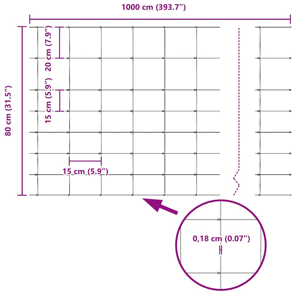vidaXL Άγριο Φράχτη Ζεστός Γαλβανισμένος 1000 x 80 x 0,18 εκ Σίδερο