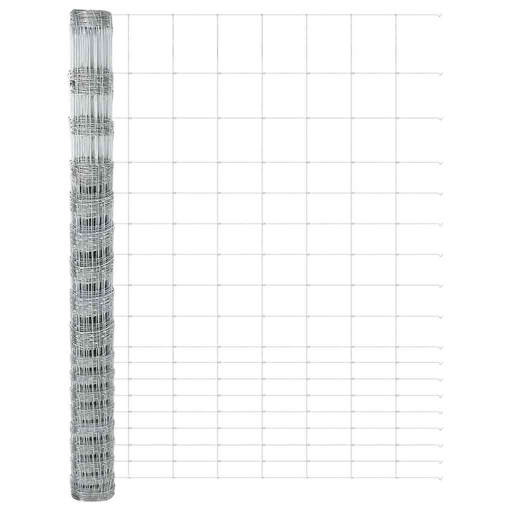 vidaXL Περίφραξη αγρού Ασημί 25 x 1,5 m Γαλβανισμένος χάλυβας