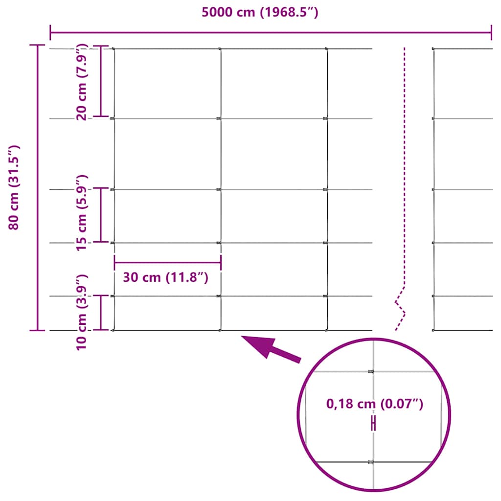 vidaXL Περίφραξη αγρού Ασημί 50 x 0,8 m Γαλβανισμένος χάλυβας