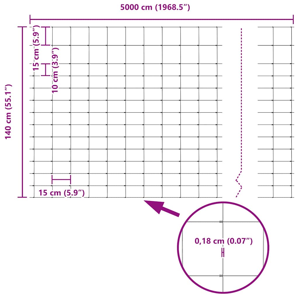 vidaXL Περίφραξη αγρού Ασημί 50 x 1,4 μ Γαλβανισμένος χάλυβας