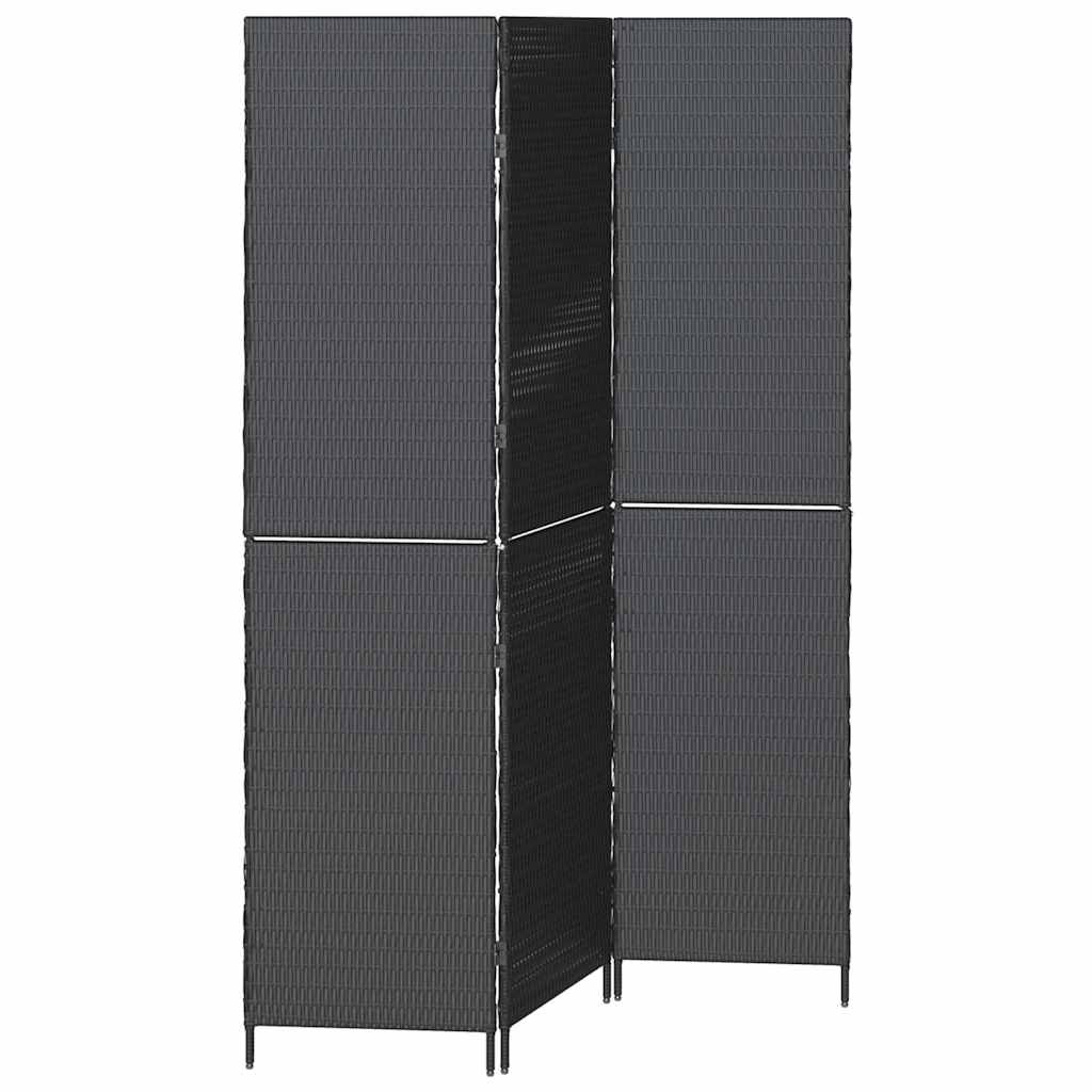 vidaXL Διαχωριστικό Δωματίου Μαύρο 146 x 180 εκ. συνθετικό ρατάν