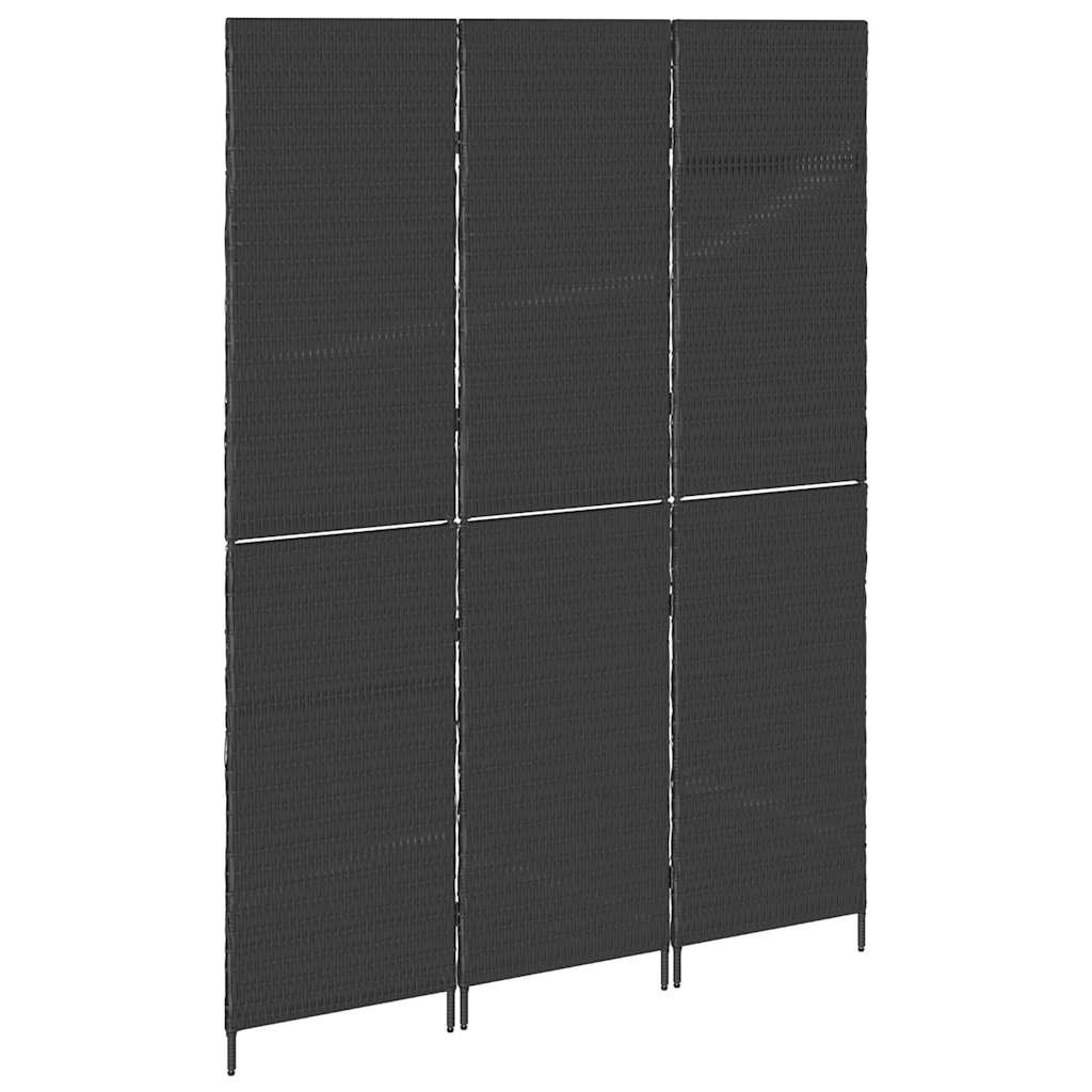 vidaXL Διαχωριστικό Δωματίου Μαύρο 146 x 180 εκ. συνθετικό ρατάν
