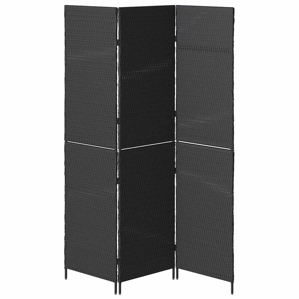 vidaXL Διαχωριστικό Δωματίου Μαύρο 146 x 180 εκ. συνθετικό ρατάν