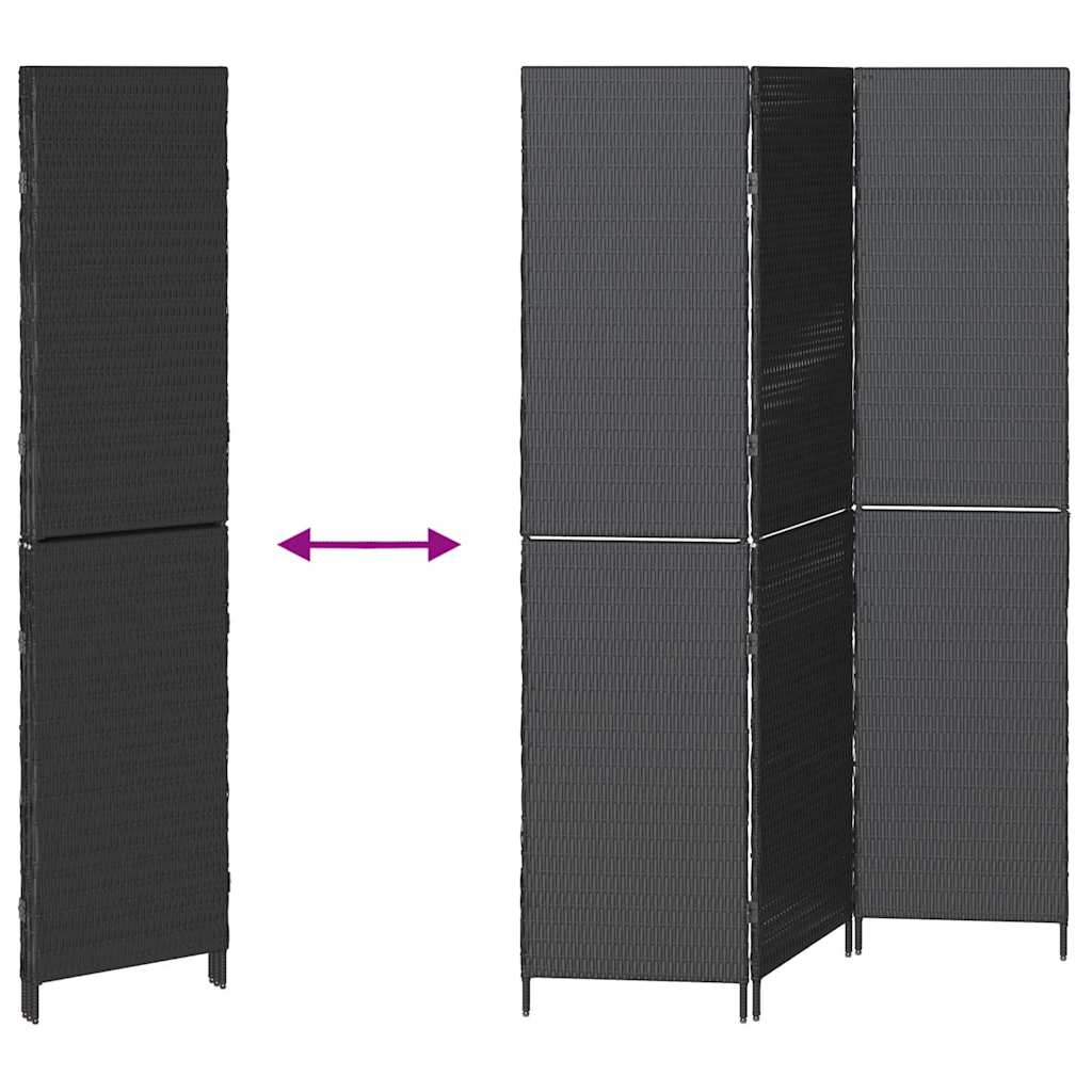 vidaXL Διαχωριστικό Δωματίου Μαύρο 146 x 180 εκ. συνθετικό ρατάν