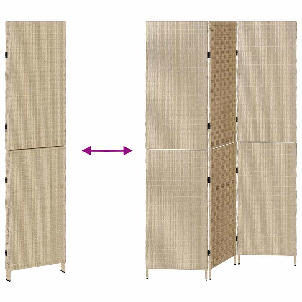 vidaXL Διαχωριστικό Δωματίου Μπεζ 147 x 180 cm συνθετικό ρατάν