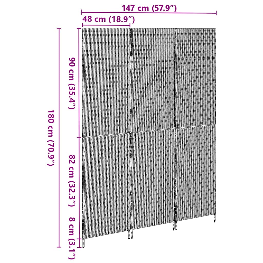 vidaXL Διαχωριστικό Δωματίου Μπεζ 147 x 180 cm συνθετικό ρατάν