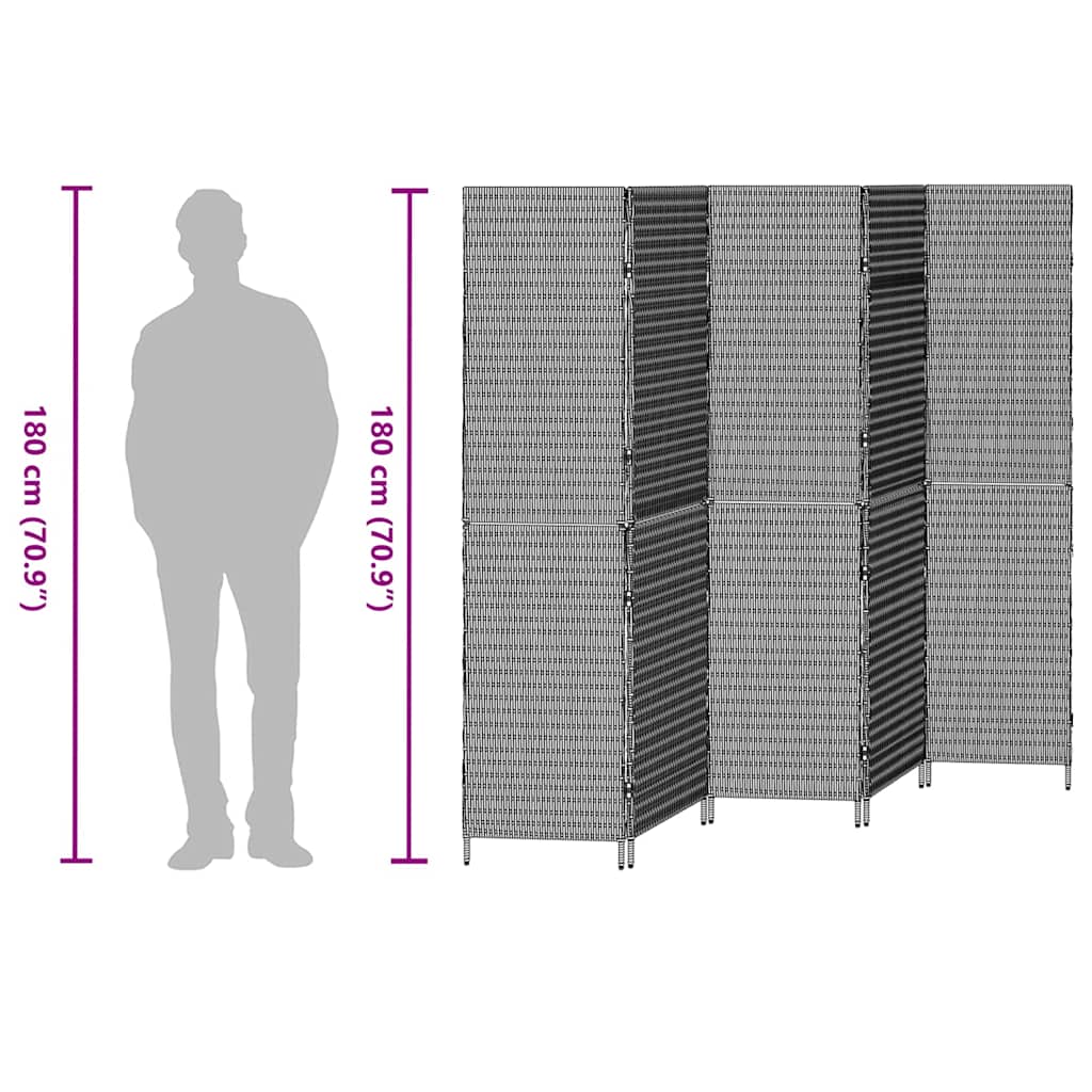 vidaXL Διαχωριστικό Δωματίου 5 Πάνελ Με αναδίπλωση Μπεζ 245x180 εκ. Πολυ Ρατάν