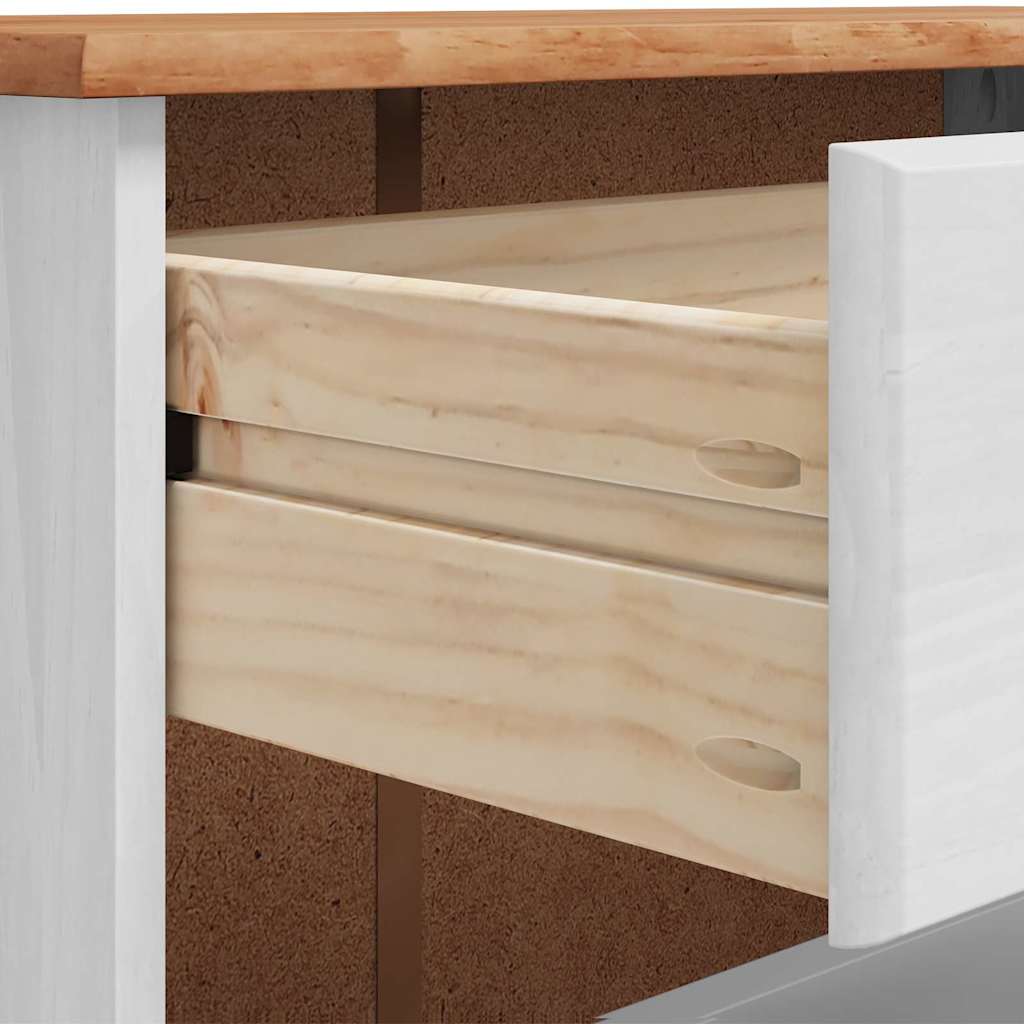 vidaXL Ντουλάπα Παπουτσιών Λευκό 85 x 35 x 108 εκ Μασίφ ξύλο πεύκου