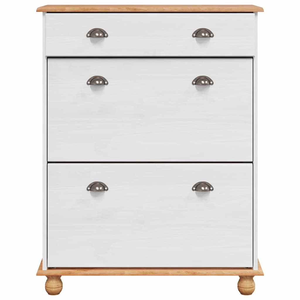 vidaXL Ντουλάπα Παπουτσιών Λευκό 85 x 35 x 108 εκ Μασίφ ξύλο πεύκου