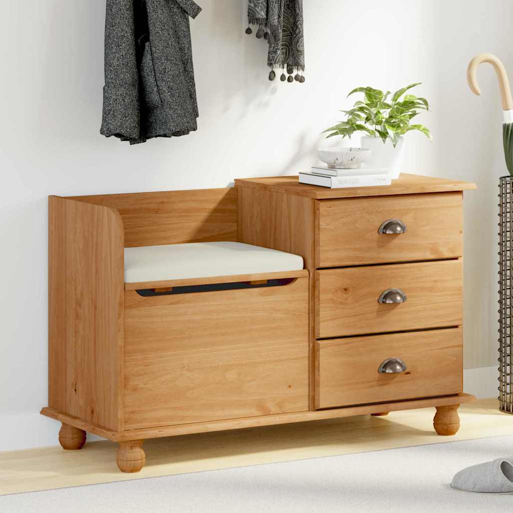 vidaXL Παγκάκι Αποθήκευσης Εισόδου 'ASKIM' Καφέ 100x39x62 εκ. Στερεό Ξύλο Πεύκου