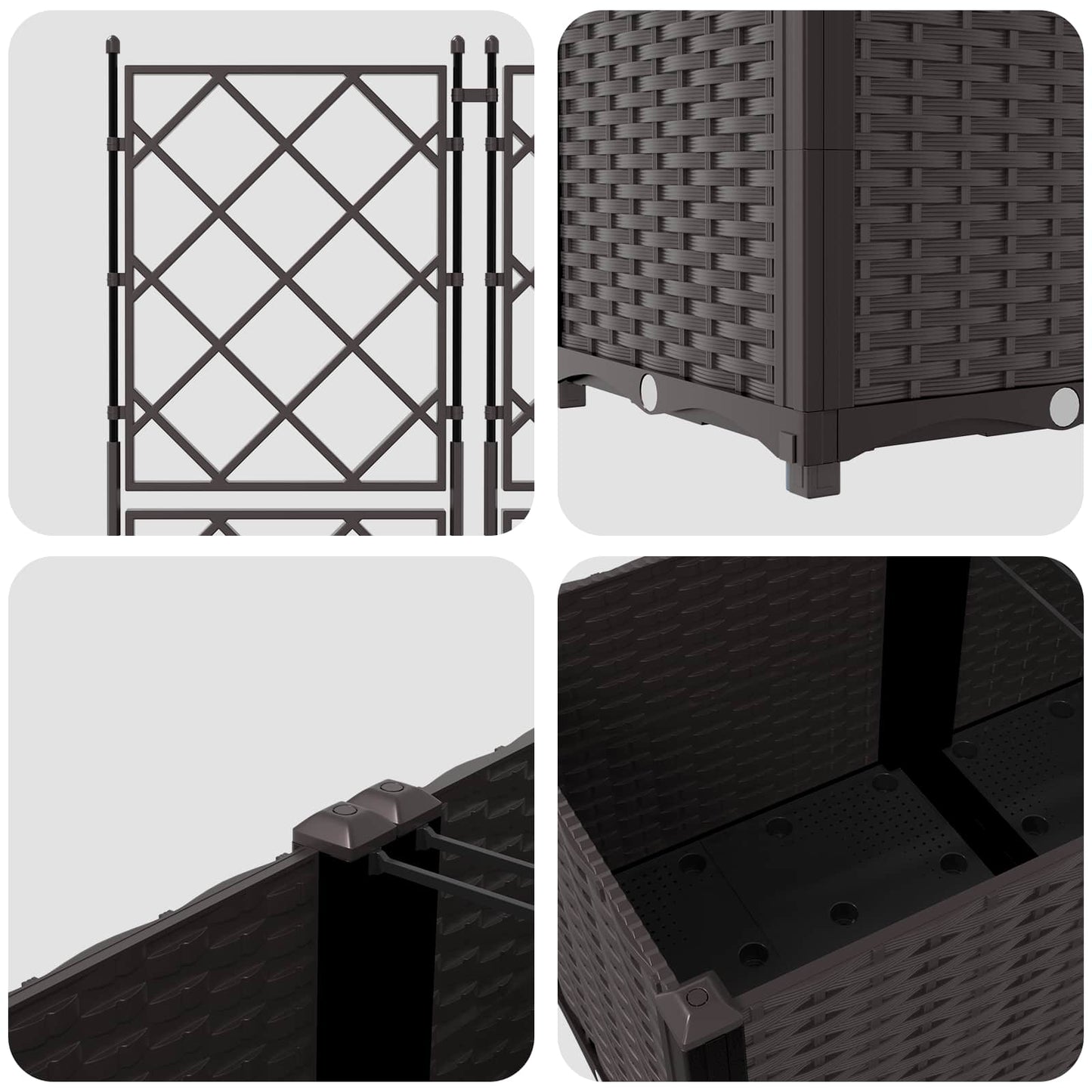 vidaXL Γλάστρα Κήπου 2 τμχ. Καφέ 80 x 40 x 143 εκ. PP