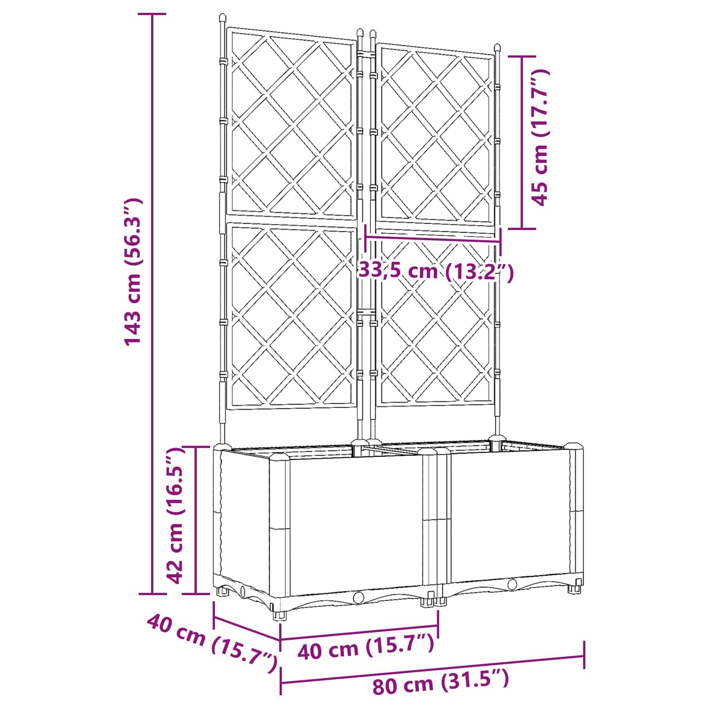 vidaXL Γλάστρα Κήπου 2 τμχ. Καφέ 80 x 40 x 143 εκ. PP