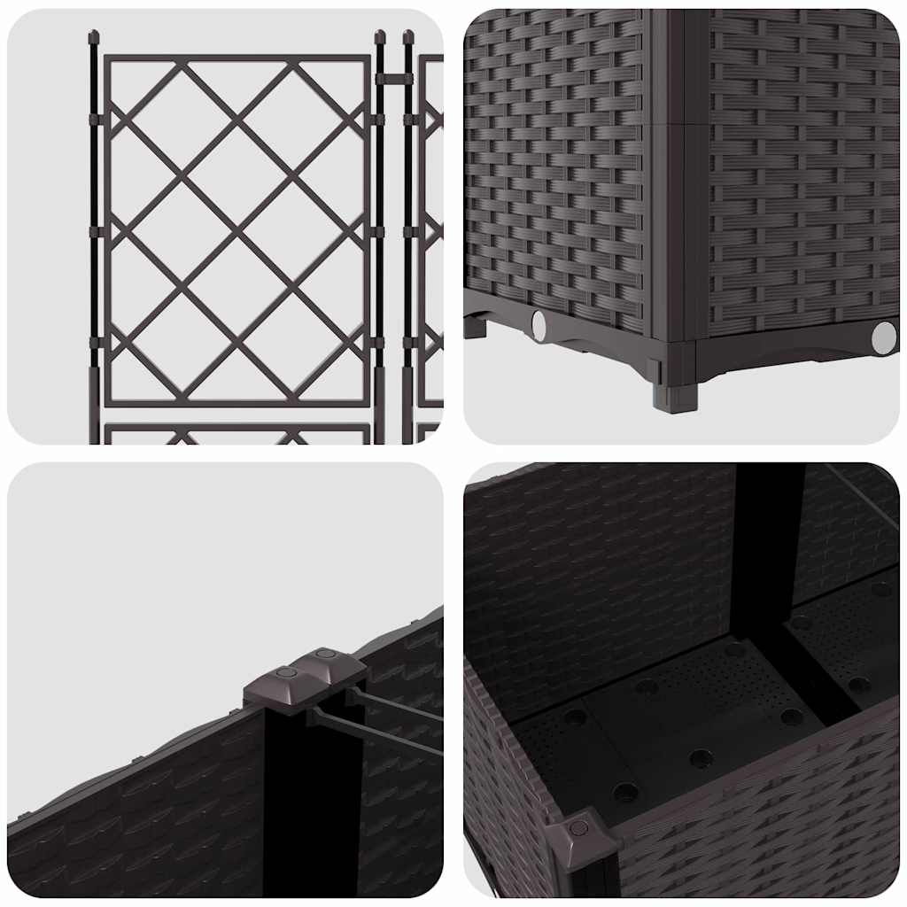 vidaXL Γλάστρα Κήπου 3 pcs Καφέ 120 x 40 x 143 εκ. Πλαστικό