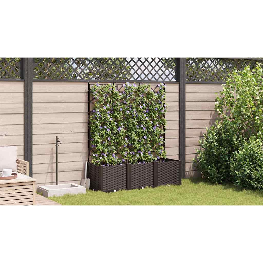 vidaXL Γλάστρα Κήπου 3 pcs Καφέ 120 x 40 x 143 εκ. Πλαστικό