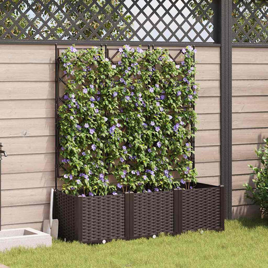 vidaXL Γλάστρα Κήπου 3 pcs Καφέ 120 x 40 x 143 εκ. Πλαστικό