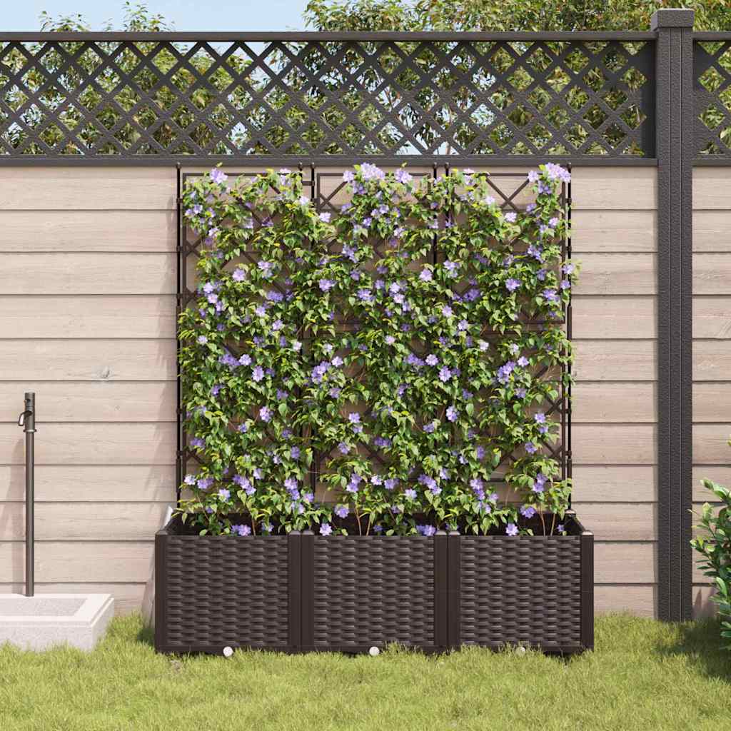 vidaXL Γλάστρα Κήπου 3 pcs Καφέ 120 x 40 x 143 εκ. Πλαστικό