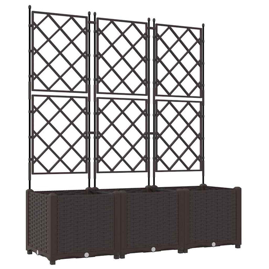 vidaXL Γλάστρα Κήπου 3 pcs Καφέ 120 x 40 x 143 εκ. Πλαστικό