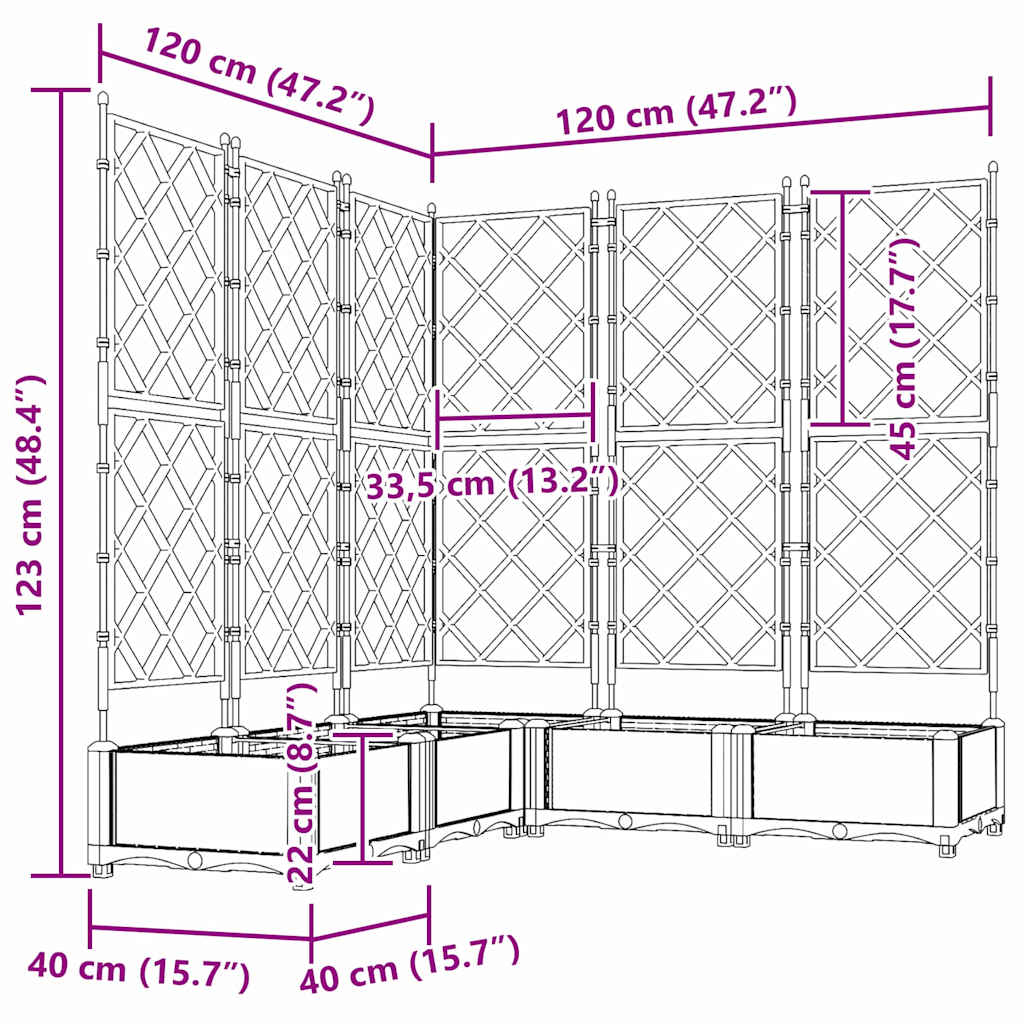 vidaXL Κηποτινάκι με Τρέλα 5 pcs Καφέ 120 x 120 x 125.5 εκ. PP