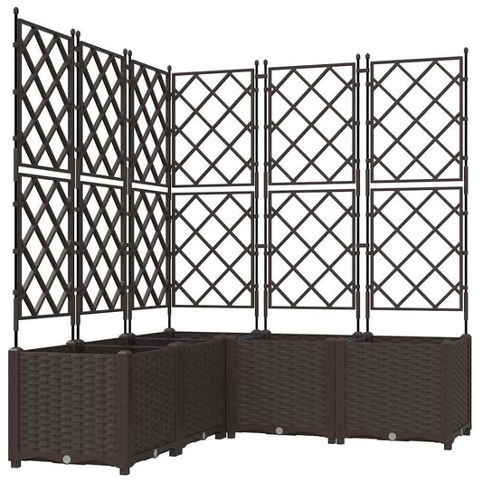 vidaXL Γλάστρα Κήπου 5 τμχ. Καφέ 120 x 120 x 143 εκ. PP