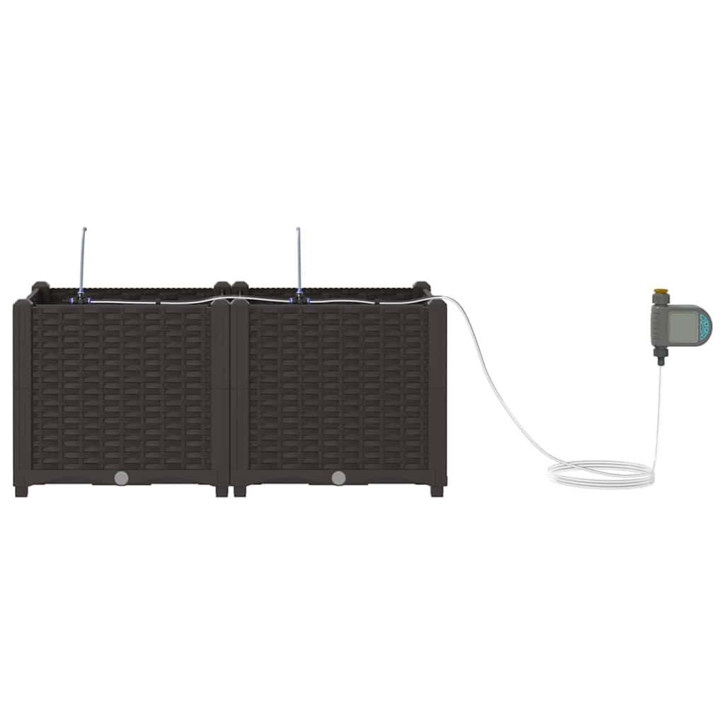 vidaXL Γλάστρα Κήπου 2 pcs Καφέ 80 x 40 x 37,5 cm Πλαστικό