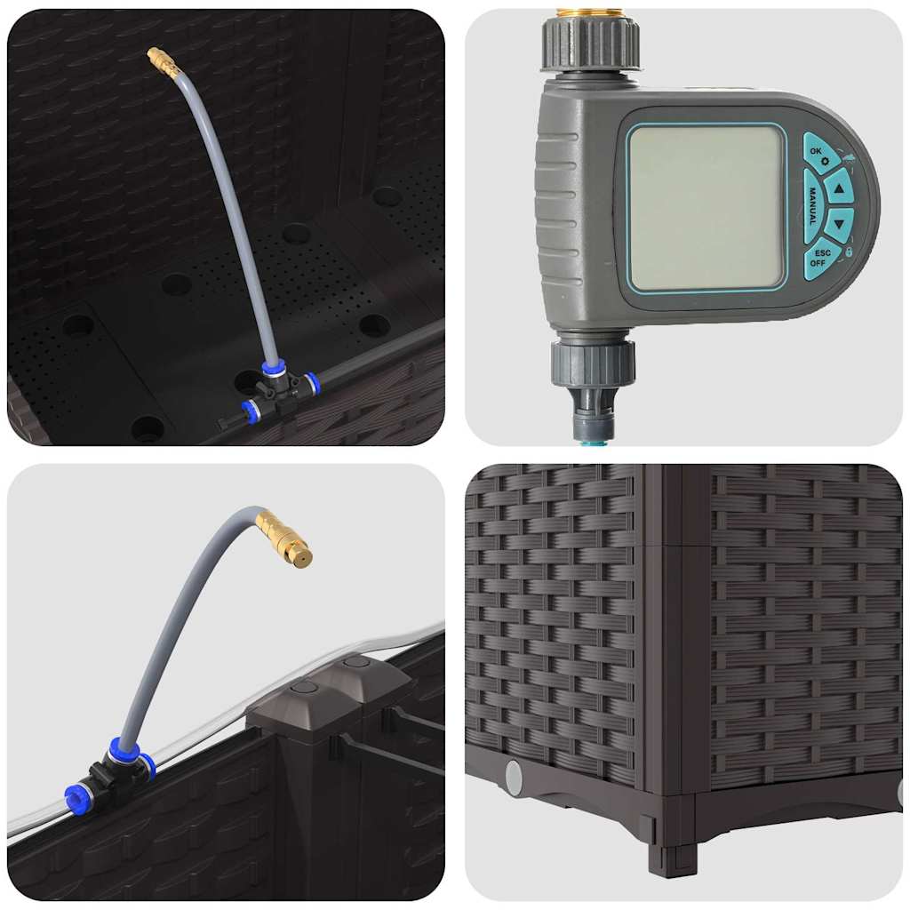 vidaXL Γλάστρες Κήπου με Σύστημα Άρδευσης 4 τεμάχια Καφέ