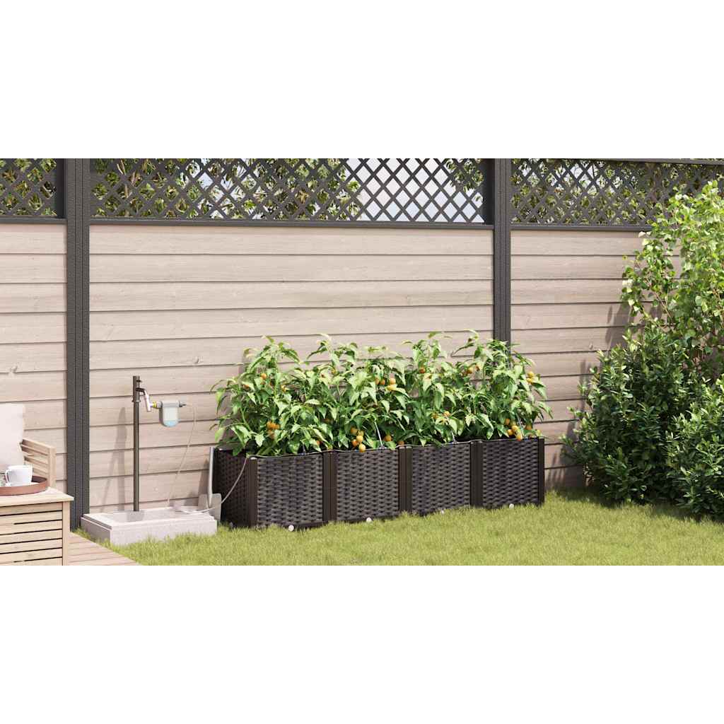 vidaXL Γλάστρα Κήπου 4 pcs Καφέ 160 x 40 x 37,5 cm Πλαστικό