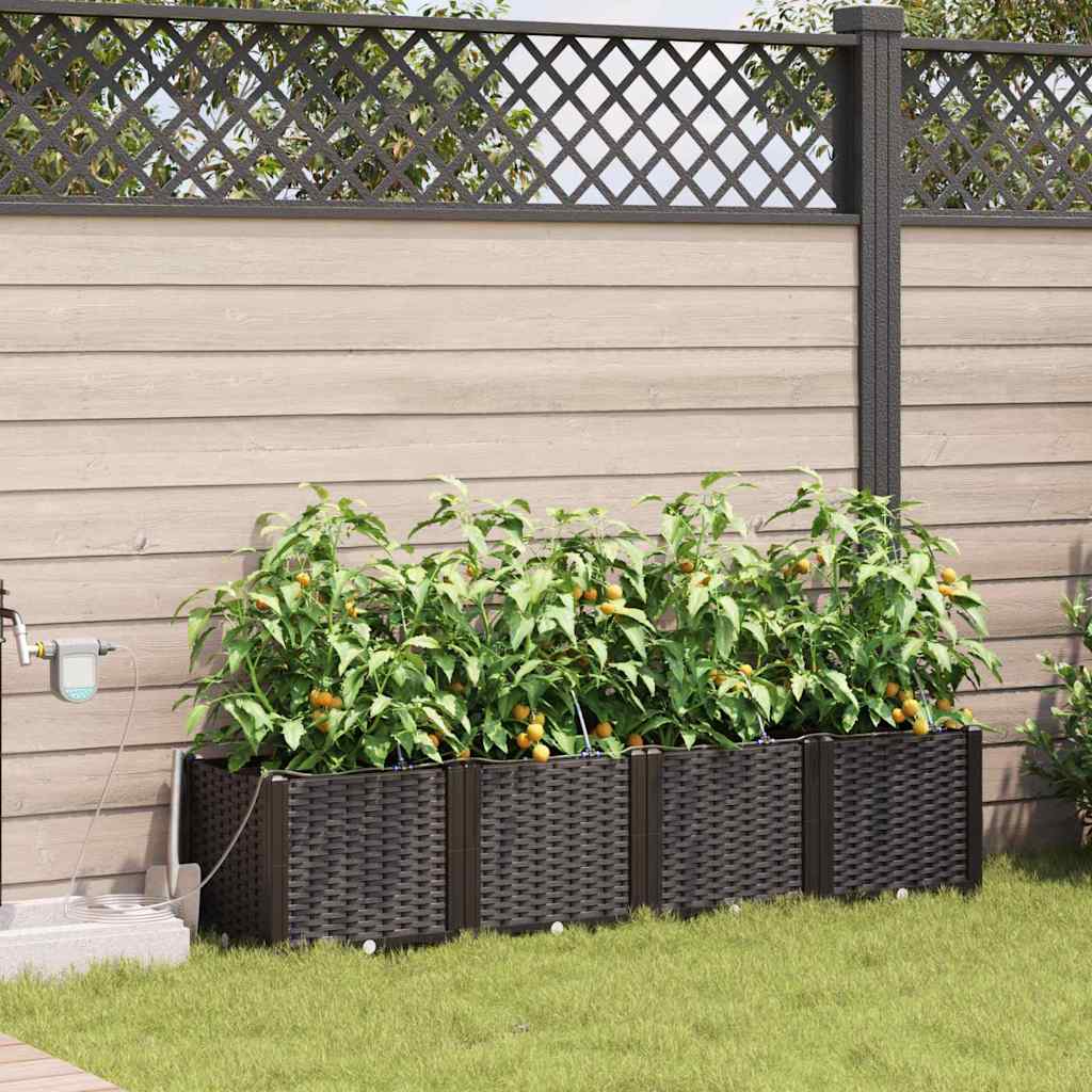 vidaXL Γλάστρα Κήπου 4 pcs Καφέ 160 x 40 x 37,5 cm Πλαστικό