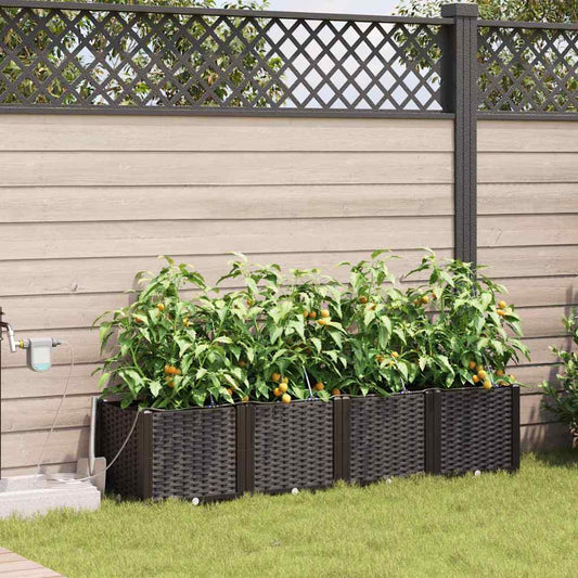 vidaXL Γλάστρα Κήπου 4 pcs Καφέ 160 x 40 x 37,5 cm Πλαστικό