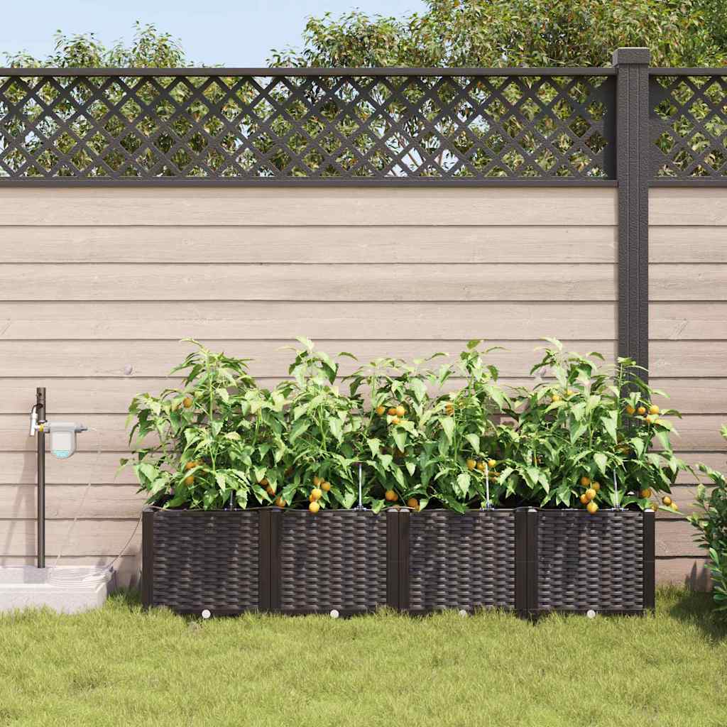 vidaXL Γλάστρα Κήπου 4 pcs Καφέ 160 x 40 x 37,5 cm Πλαστικό