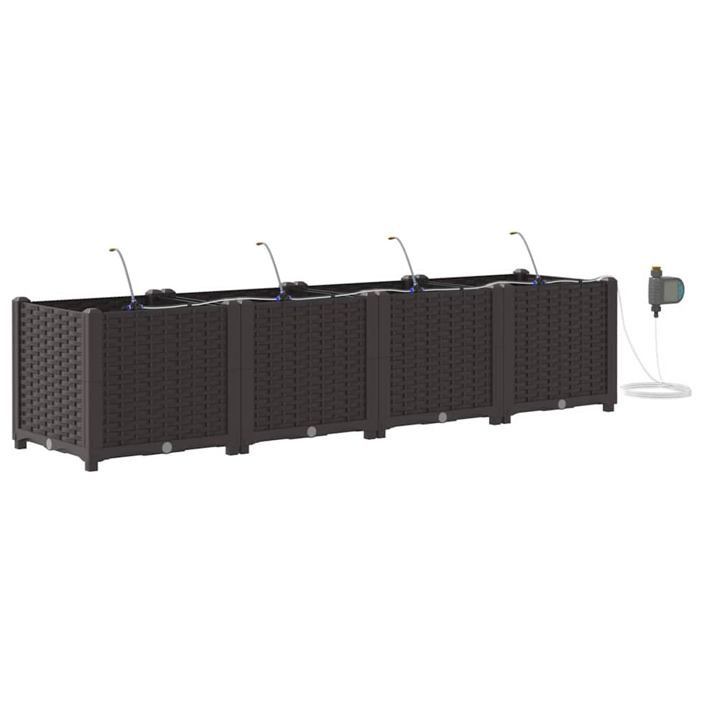 vidaXL Γλάστρα Κήπου 4 pcs Καφέ 160 x 40 x 37,5 cm Πλαστικό