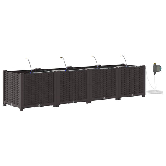 vidaXL Γλάστρα Κήπου 4 pcs Καφέ 160 x 40 x 37,5 cm Πλαστικό