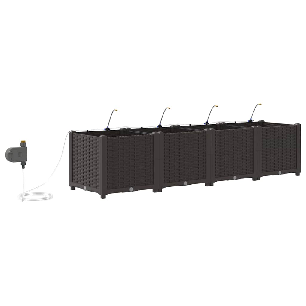 vidaXL Γλάστρα Κήπου 4 pcs Καφέ 160 x 40 x 37,5 cm Πλαστικό