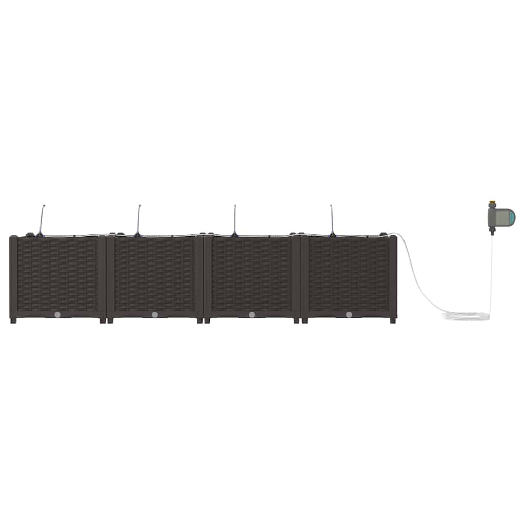 vidaXL Γλάστρα Κήπου 4 pcs Καφέ 160 x 40 x 37,5 cm Πλαστικό