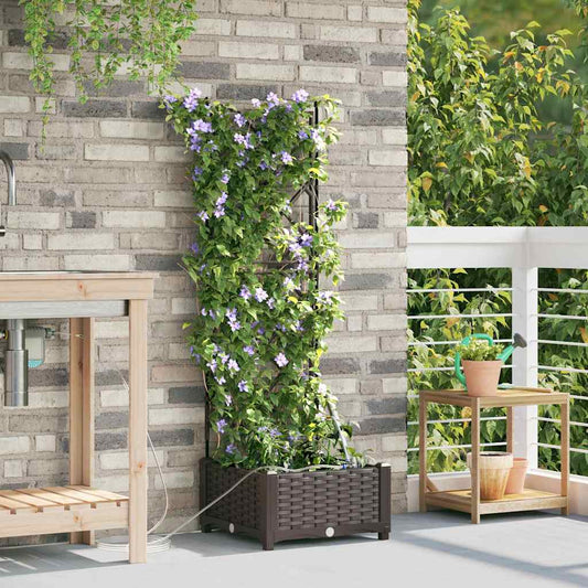 vidaXL Γλάστρα Κήπου Καφέ 40 x 40 x 126 cm PP