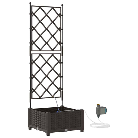 vidaXL Γλάστρα Κήπου Καφέ 40 x 40 x 126 cm PP
