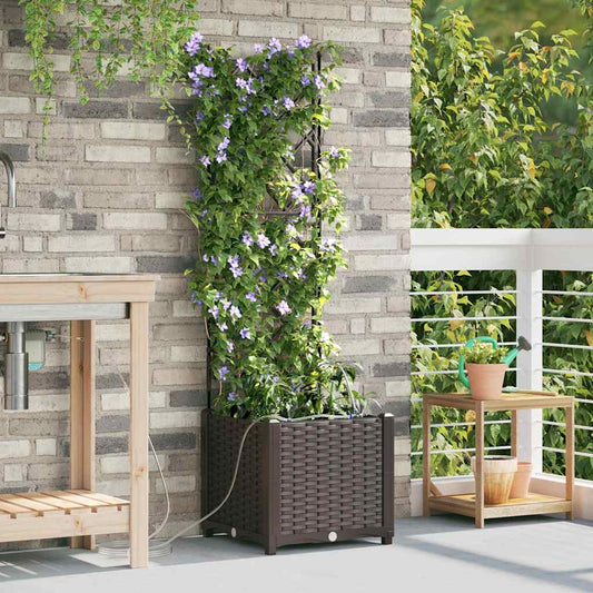 vidaXL Γλάστρα Κήπου Καφέ 40 x 40 x 142 cm PP