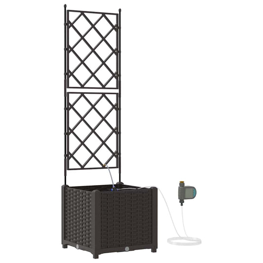 vidaXL Γλάστρα Κήπου Καφέ 40 x 40 x 142 cm PP