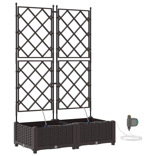 vidaXL Γλάστρα Κήπου 2 pcs Καφέ 80 x 40 x 126 cm Πλαστικό