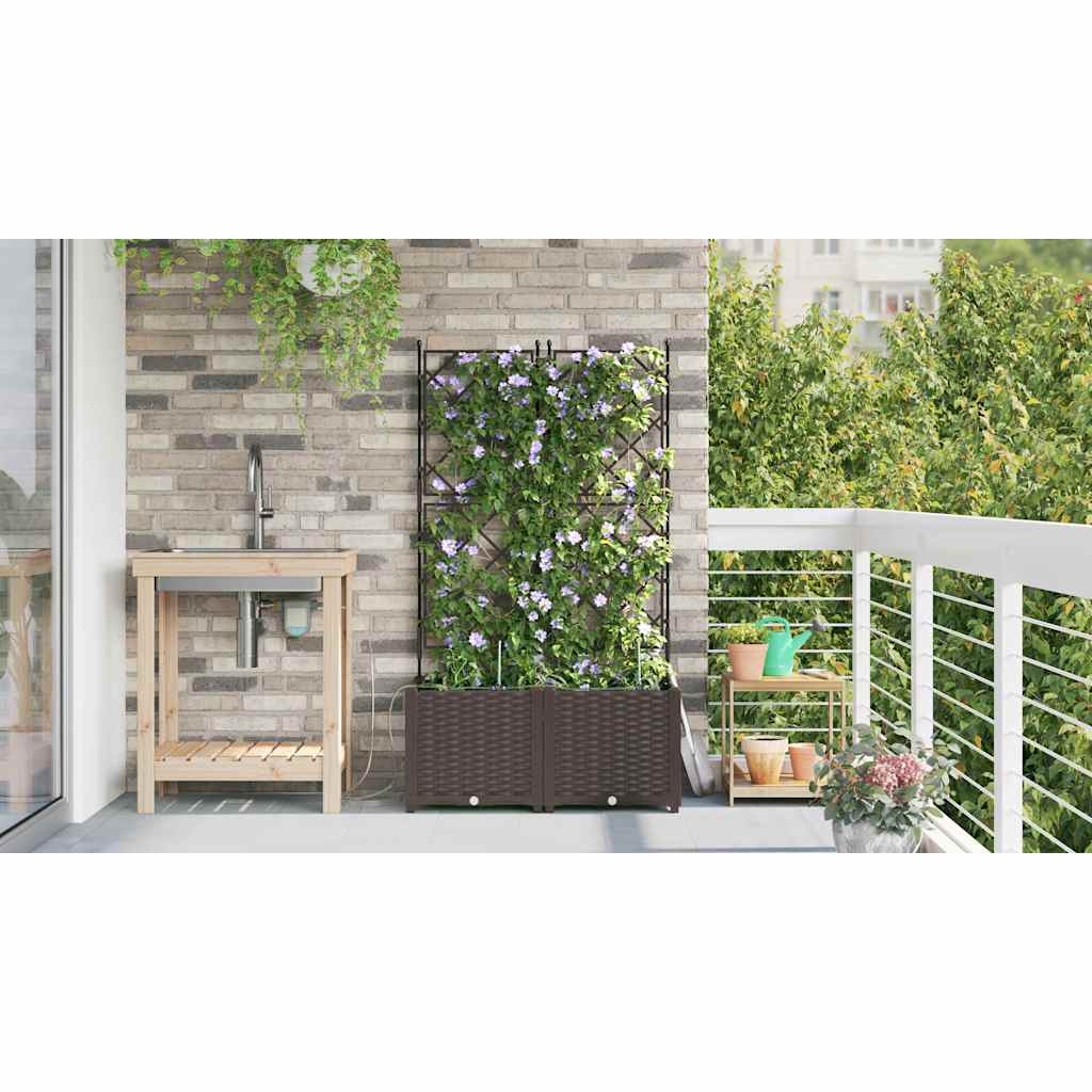 vidaXL Γλάστρα Κήπου 2 pcs Καφέ 80 x 40 x 142 cm Πλαστικό