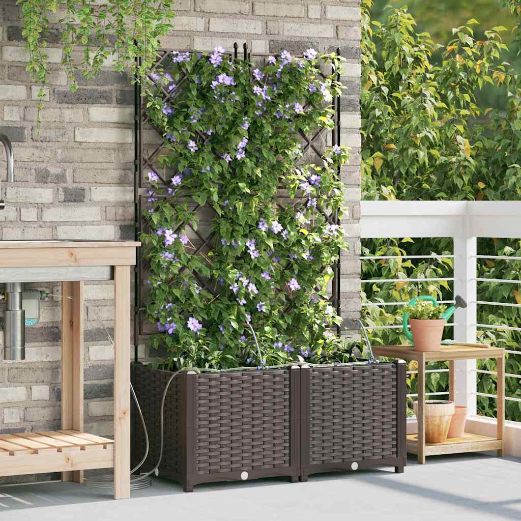 vidaXL Γλάστρα Κήπου 2 pcs Καφέ 80 x 40 x 142 cm Πλαστικό