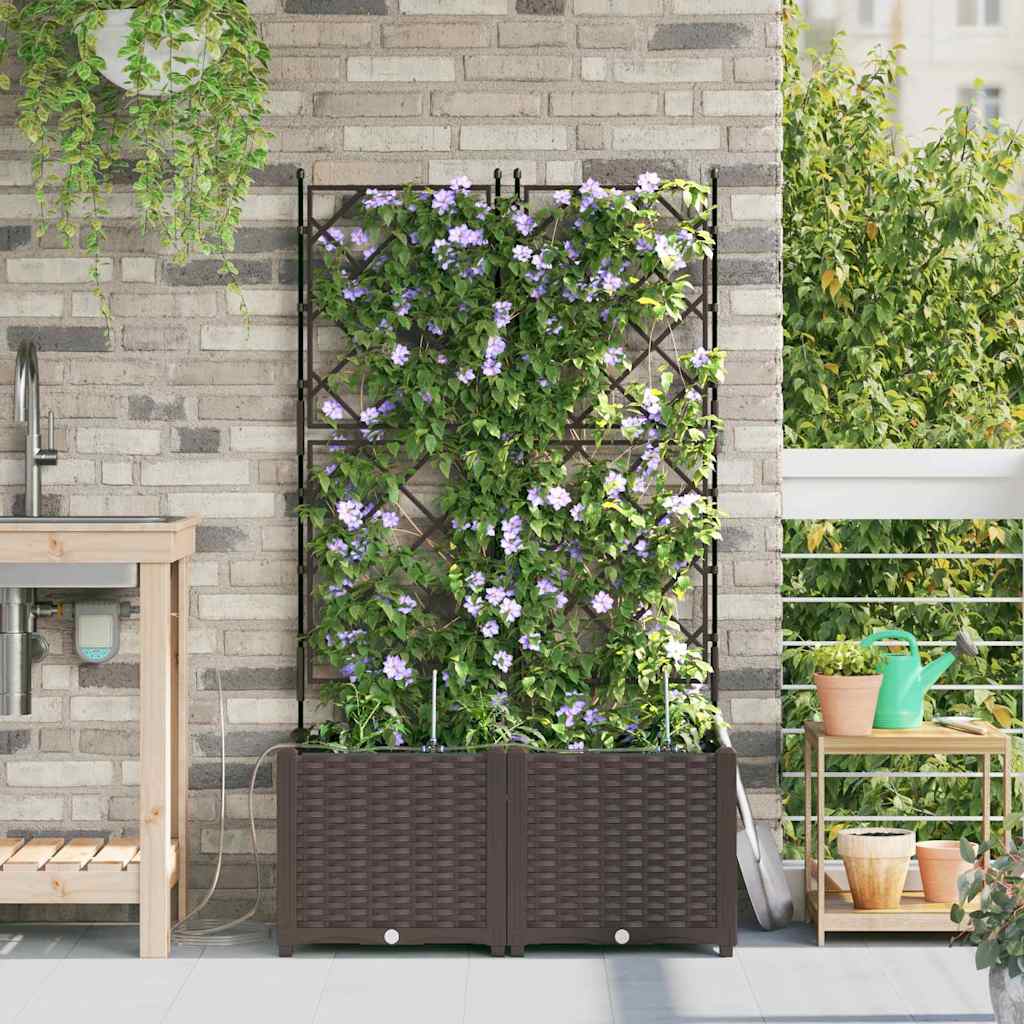 vidaXL Γλάστρα Κήπου 2 pcs Καφέ 80 x 40 x 142 cm Πλαστικό