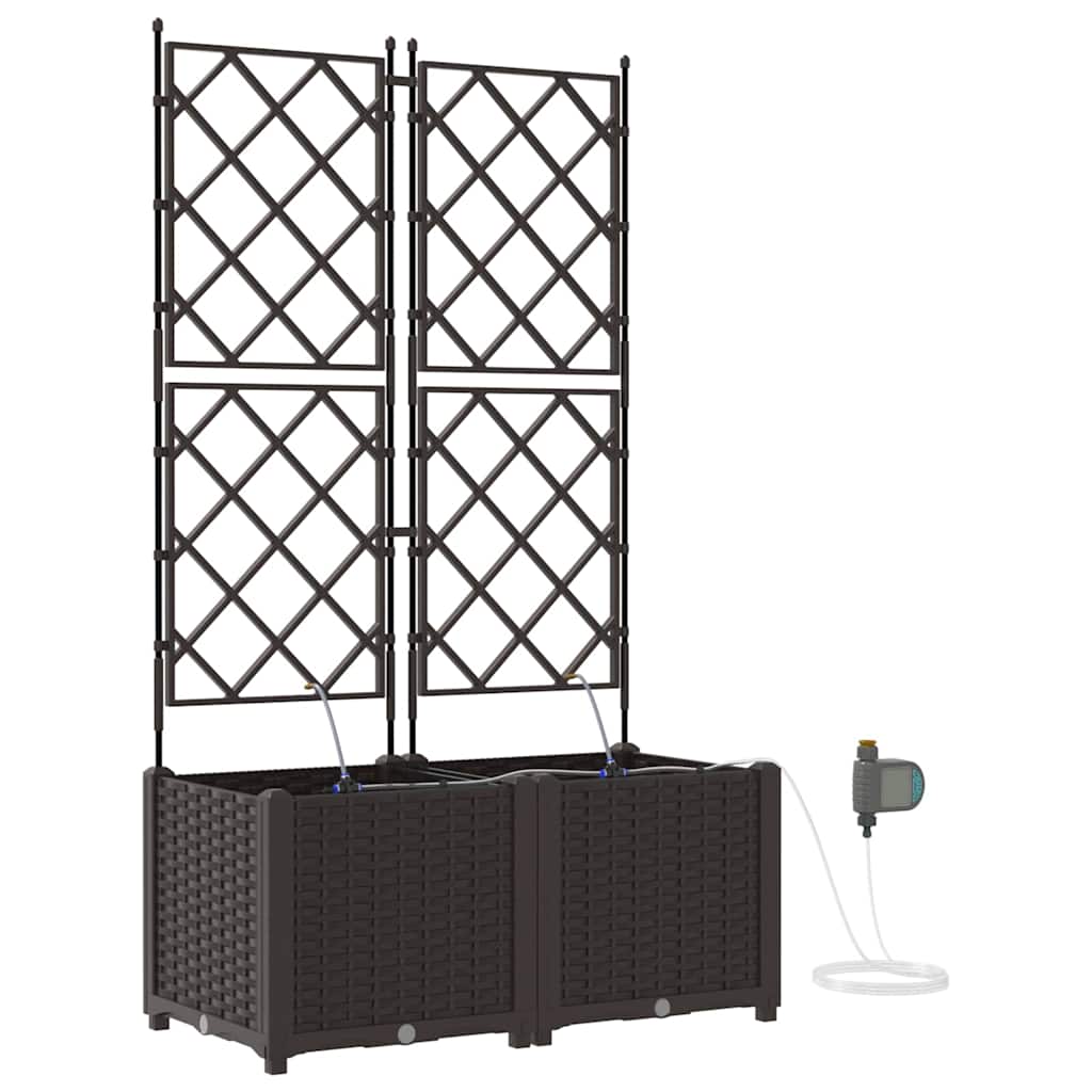 vidaXL Γλάστρα Κήπου 2 pcs Καφέ 80 x 40 x 142 cm Πλαστικό