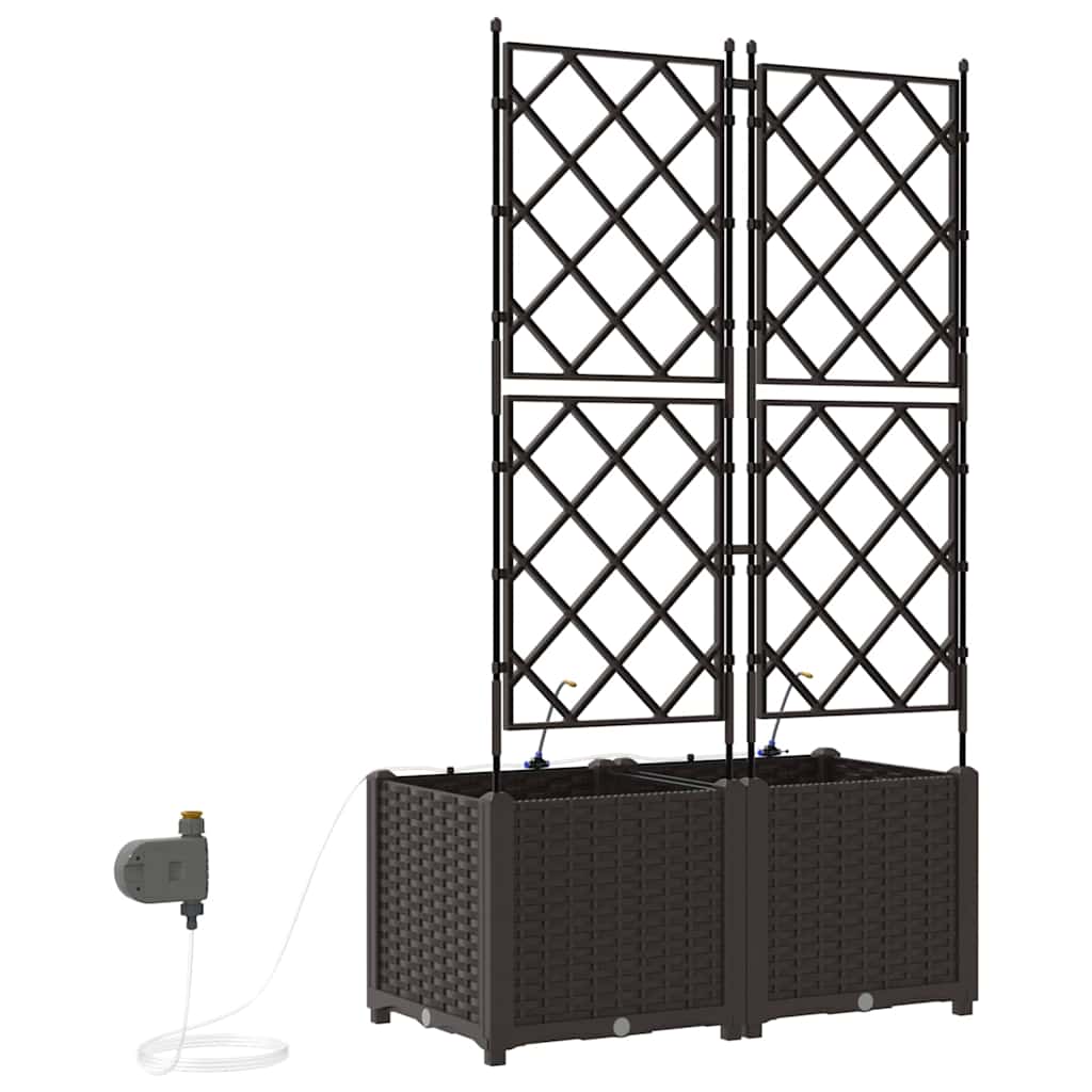 vidaXL Γλάστρα Κήπου 2 pcs Καφέ 80 x 40 x 142 cm Πλαστικό