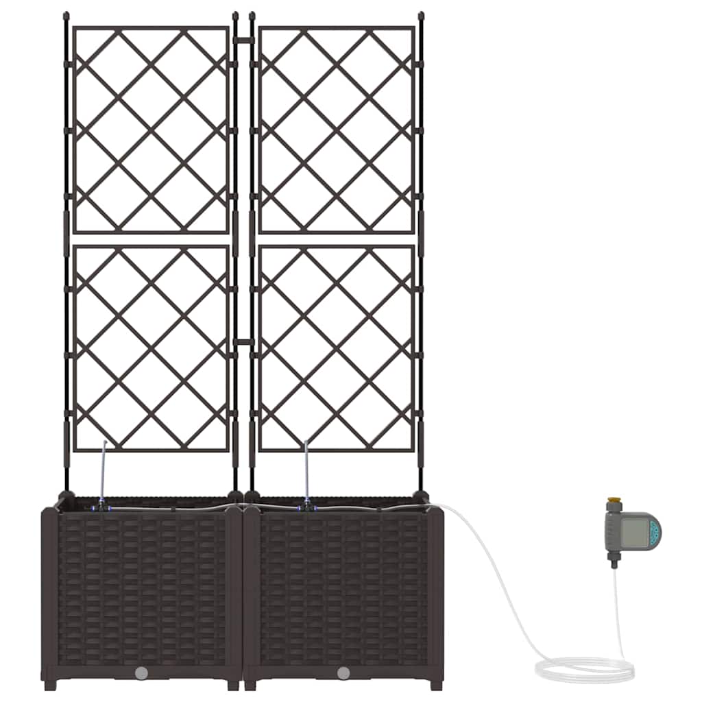 vidaXL Γλάστρα Κήπου 2 pcs Καφέ 80 x 40 x 142 cm Πλαστικό