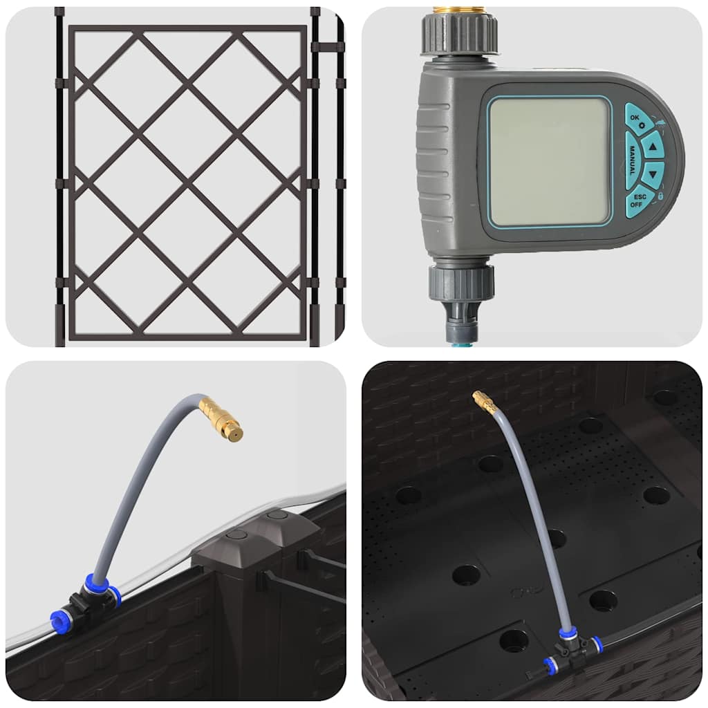 vidaXL Φυτευτές Κήπου με Σύστημα Υδατικής Άρδευσης 3 τεμάχια Καφέ