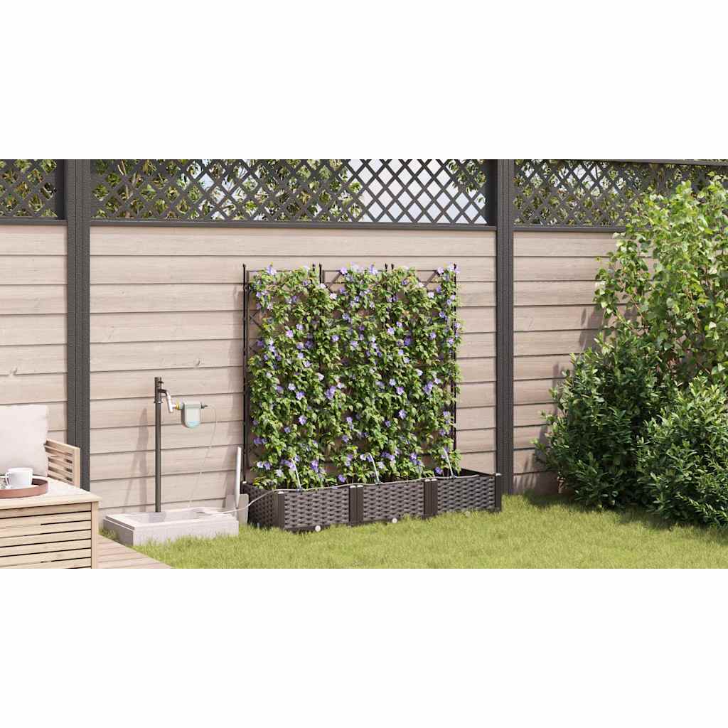 vidaXL Γλάστρα Κήπου 3 pcs Καφέ 120 x 40 x 126 cm Πλαστικό