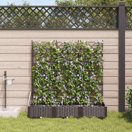 vidaXL Γλάστρα Κήπου 3 pcs Καφέ 120 x 40 x 126 cm Πλαστικό